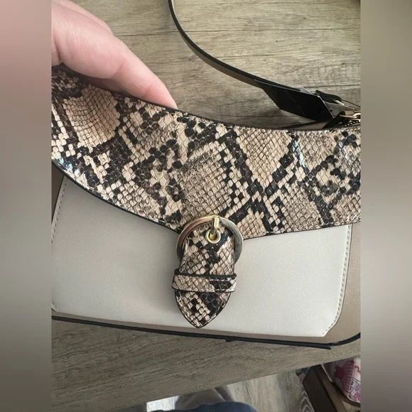 Nanette Lepore Tan and Cream Crossbody Bag with Adjustable Strap